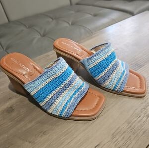 Marc Fisher Multicolor Striped Wedge Sandals